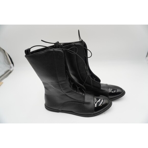 AMAZIDEAL Women's Leather Lace-up Military Flat Mid-Calf Boots. Round Toe. Sz 39 - Picture 4 of 8
